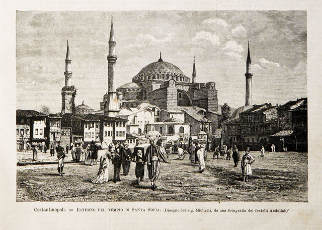 Costantinopoli.- Esterno del tempio di Santa Sofia