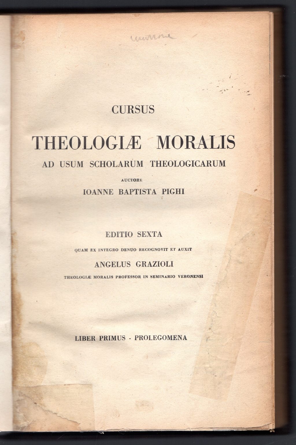 Cursus Theologiae moralis ad usum scholarum theologicarum