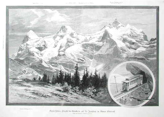 Cuyer-Zellers project der Eifenbahn auf die Jungfrau im Berner Oberland