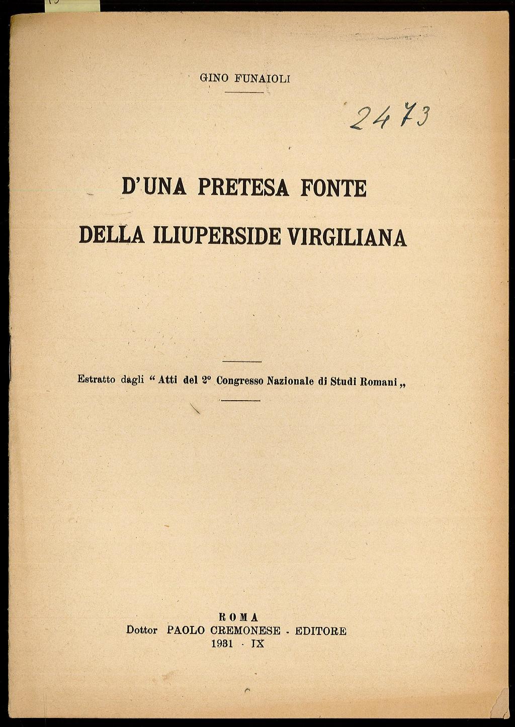 D’una pretesa fonte della Iliuperside virgiliana