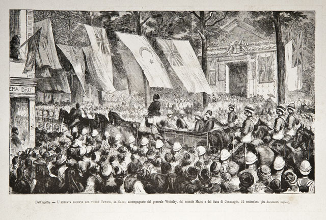 Dall'Egitto / L’entrata solenne del vicerè Tewfik, al Cairo, accompagnato …