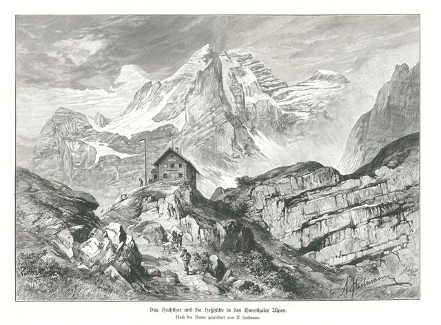 Das Hochthor und die Hetzhutte in den Ennsthaler Alpen