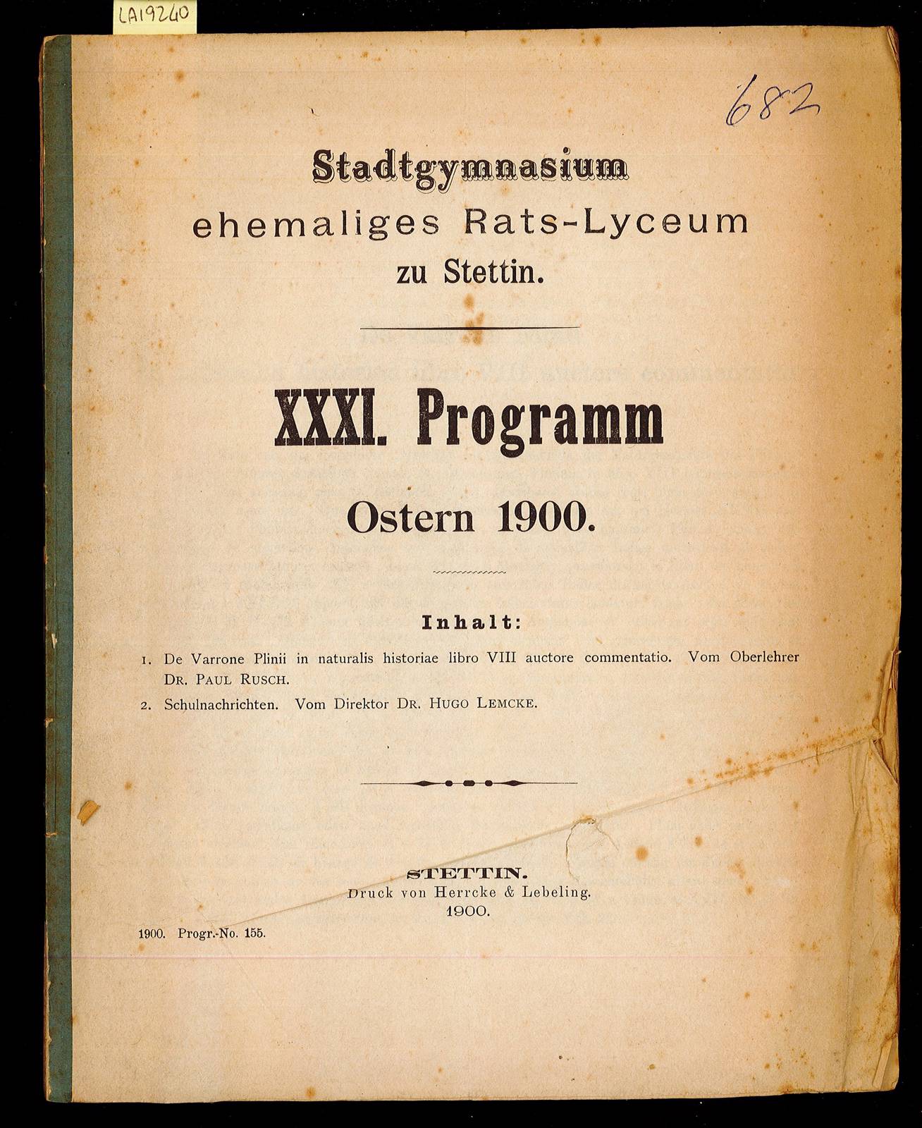 De Varrone Plinii in naturalis historiae libro VIII auctore commentatio