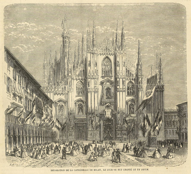 Decoration de la Cathedrale de Milan, le jour ou fut …
