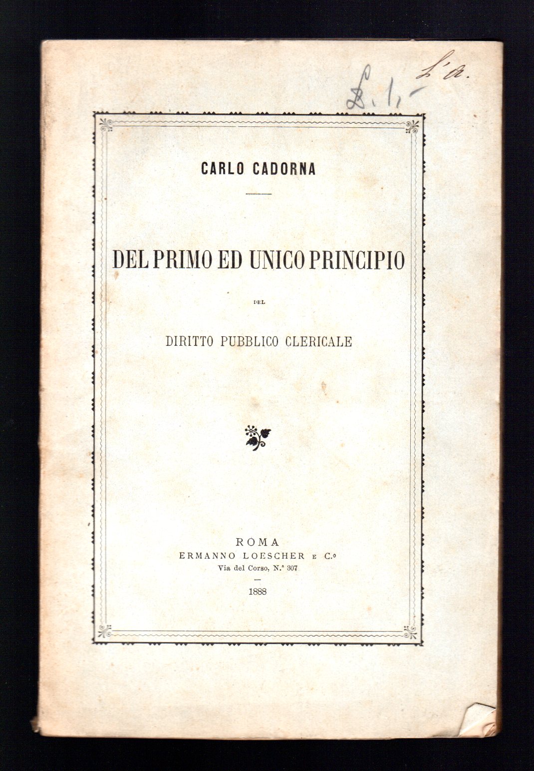 Del primo e unico principio del diritto pubblico clericale