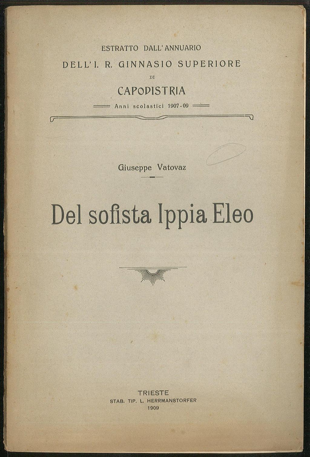 Del sofista Ippia Eleo