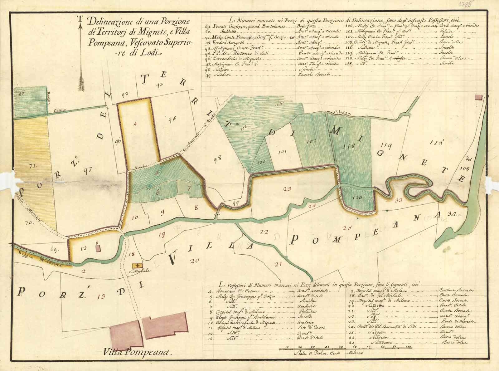 DELINEAZIONE DI UNA PORZIONE DI TERRITORJ DI MIGNETE E VILLA …
