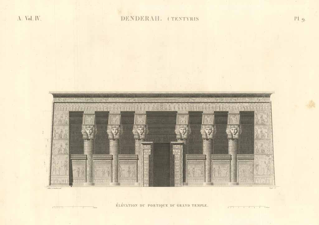 Denderah. (Tentyris) - Elévation du portique du grand temple
