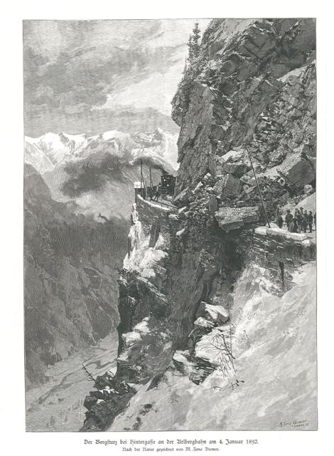 Der Bergersturz bei Hintergasse an der Arlberbahn am 4 Januar …