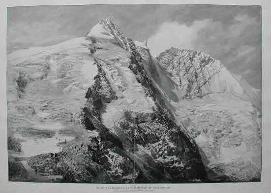 Der Gipfel des Glossglockner mit der Glocknerwald und dem Glocknerkamp