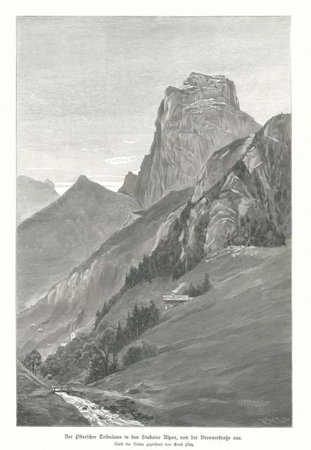 Der Pflerscher Tribulaun in den Stubaier Alpen, von der Brennerstrasse …