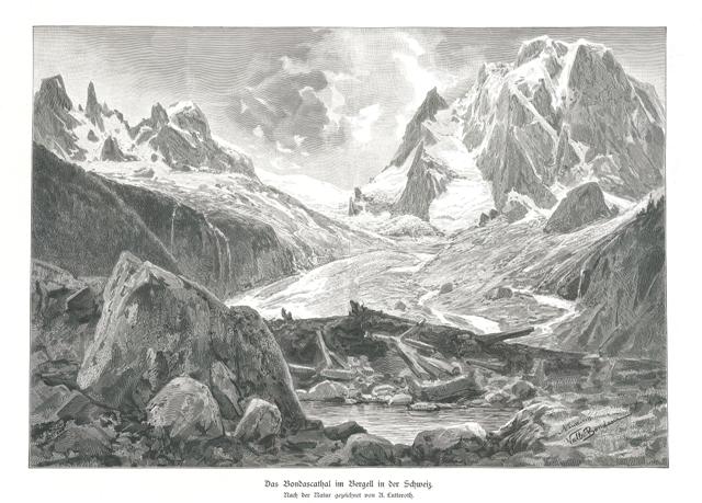 Der Thalabschuss des Rosegthals bei Pontresina, von der Alp Ota …