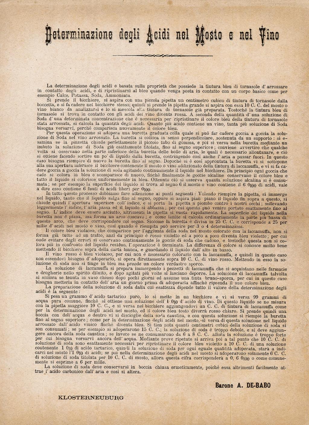 Determinazione degli Acidi nel Mosto e nel Vino