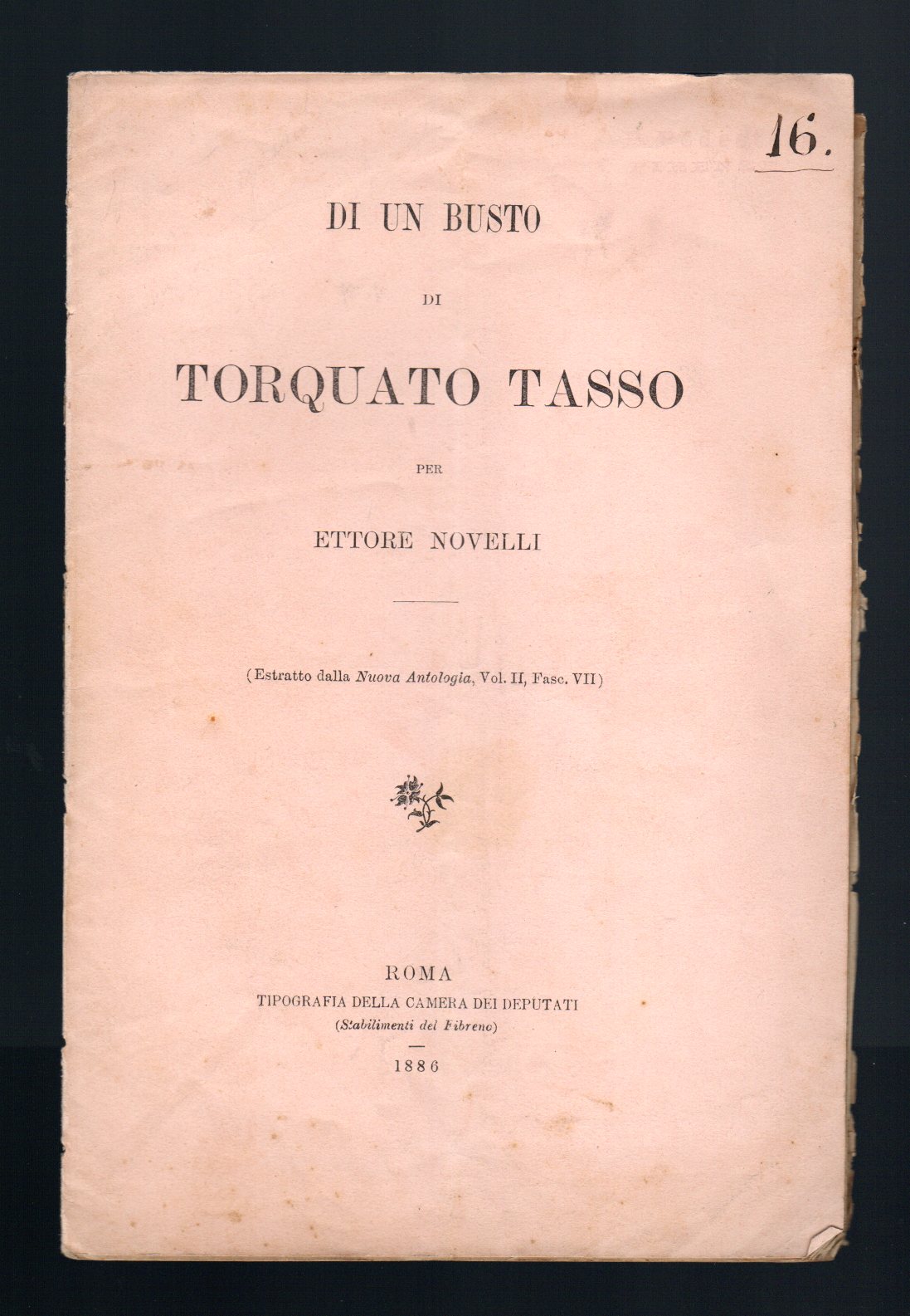 Di un busto di Torquato Tasso