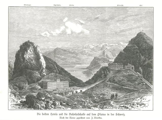 Die beiden hotels und die Bahnhofshalle auf dem Pilatus in …