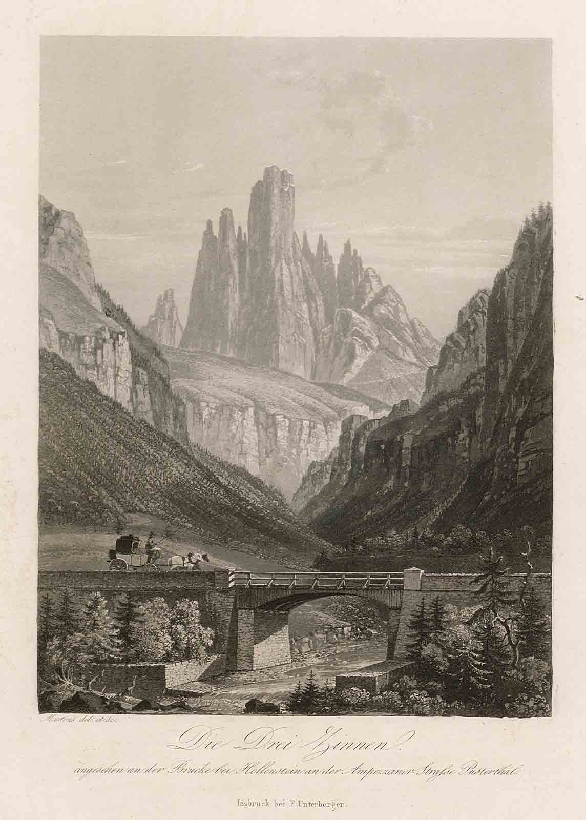 Die Drei Zinnen angesehen an der Bruke bei Hollenstein an …