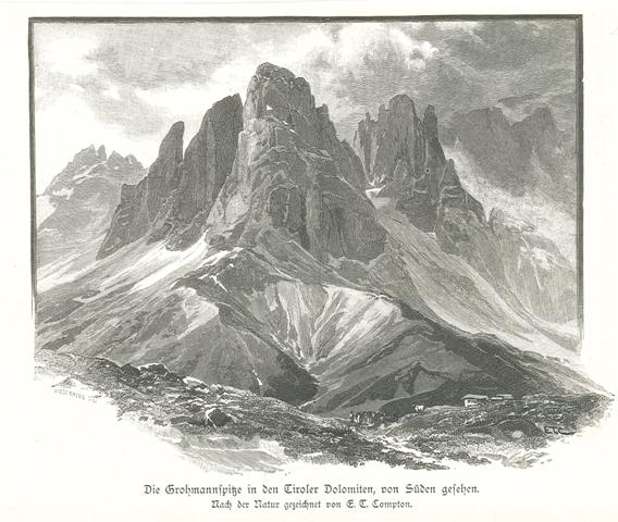 Die Grohmannspitze in den Tiroler Dolomiten, von suden gesehen