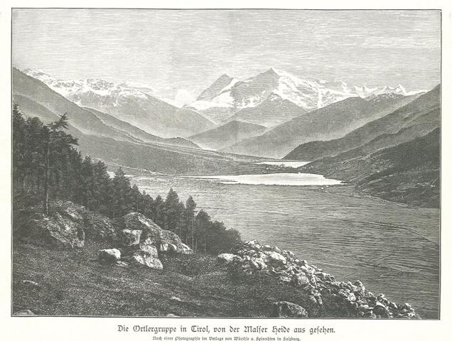 Die Ortlergruppe in Tirol, von der Malfer Heide aus gesehen