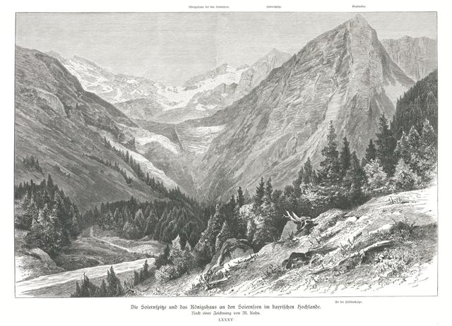 Die Soiernspitze und das Konigshaus an den Soiernsee im Bayrischen …
