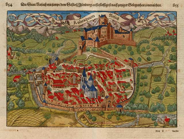 Die Statt Rouffach mitsamt dem Schloss Isenburg. .