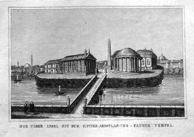 Die Tiber Insel mit dem Iupiter=Aesculap=und=Faunus Tempel