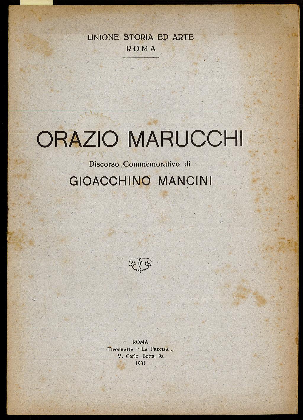 Discorso commemorativo di Gioacchino Mancini