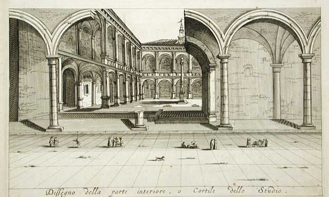 Dissegno della parte interiore, o Cortile dello Studio