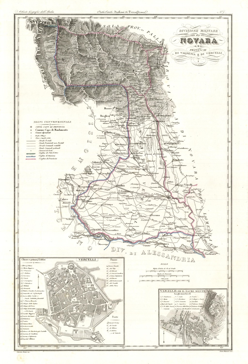 Divisione Militare di Novara. Provincie di Valsesia e di Vercelli