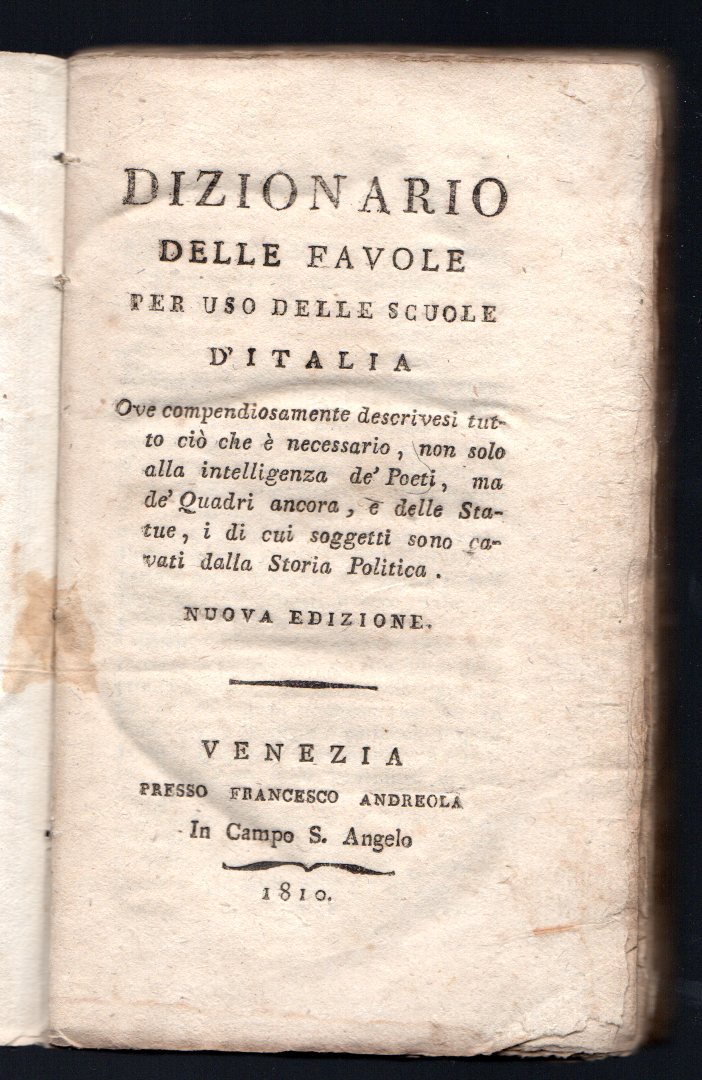 Dizionario delle favole per uso delle scuole d'Italia