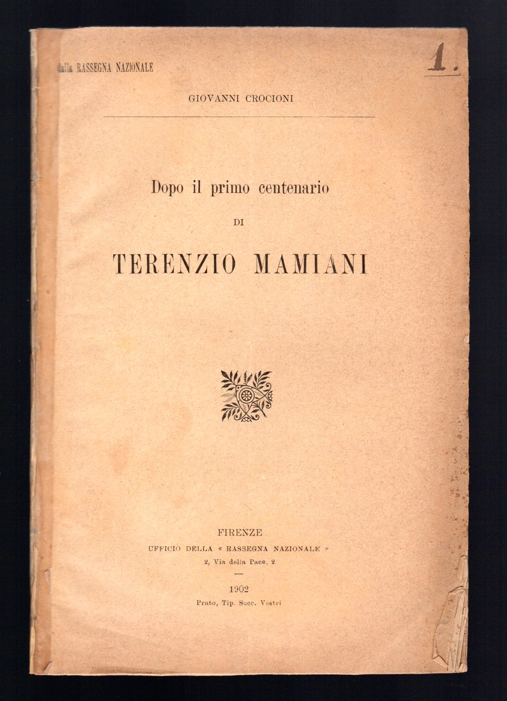 Dopo il primo centenario di Terenzio Mamiani