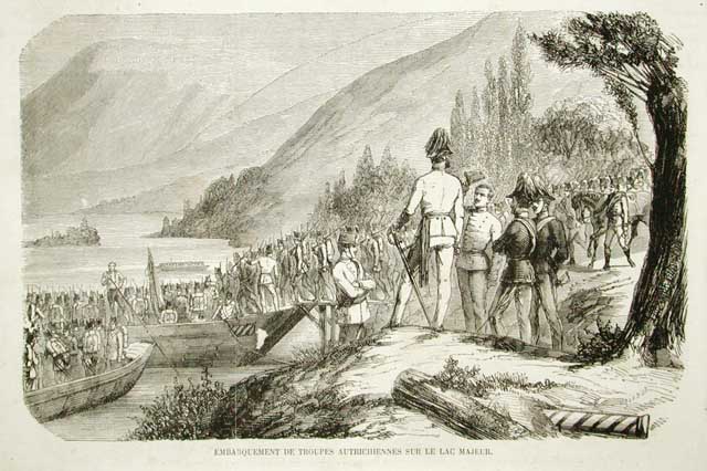 Embarquement des troupes Autrichiennes sur le Lac Majeur