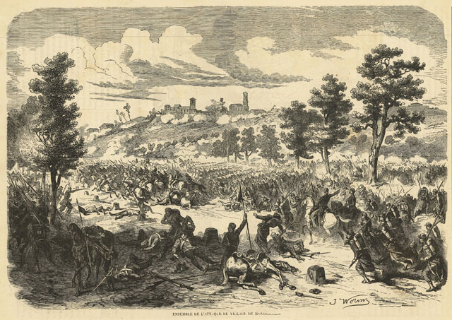 Ensemble de l'attaque du village de Montebello