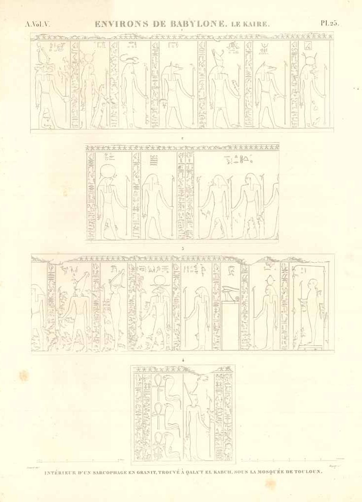Environs de Babylone. Le Kaire - Intèrieur d'un sarcophage en …