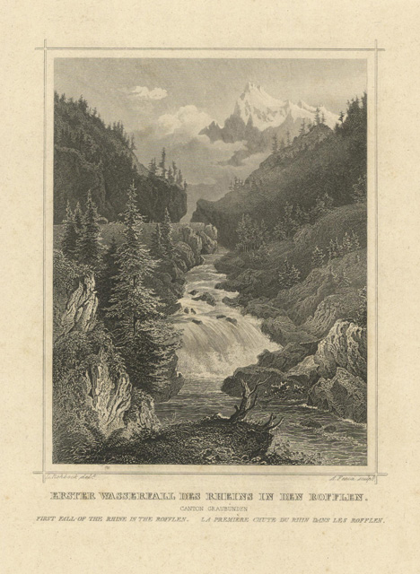 Erster wasserrfall des Rhain in dem Rofflen Canton Graubunden