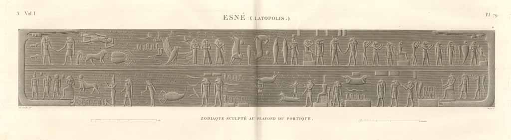 Esnè (Latopolis) - Zodiaque sculpté au plafond du portique