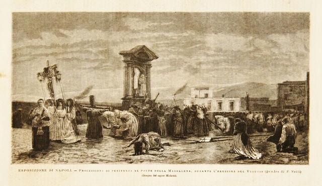 Esposizione di Napoli.- Processione di penitenza al ponte della Maddalena, …