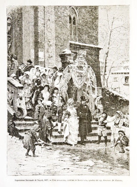 Esposizione Nazionale di Napoli, 1877.- Uno sposalizio, costume di Basilicata, …