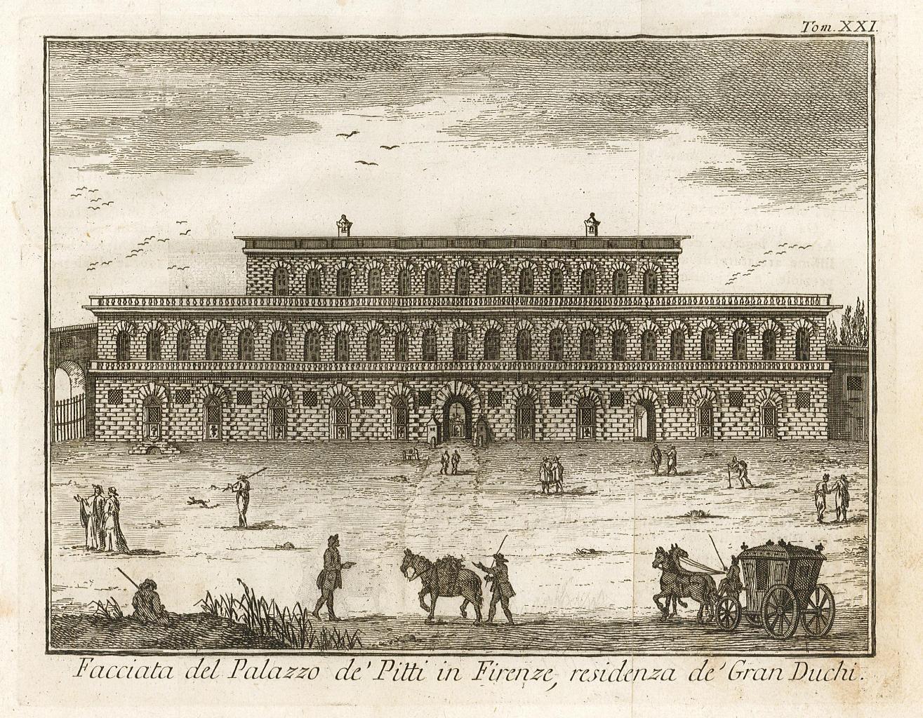 Facciata del Palazzo de' Pitti in Firenze, residenza de' Gran …