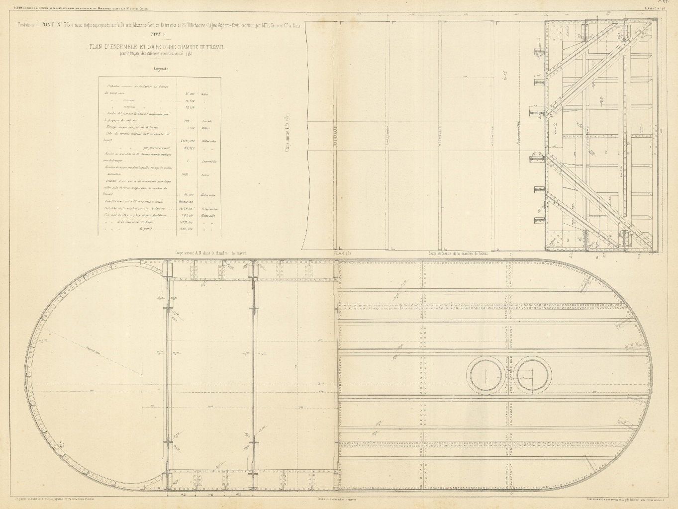 Fondations du pont n° 3, a deux étage superposés, sur …