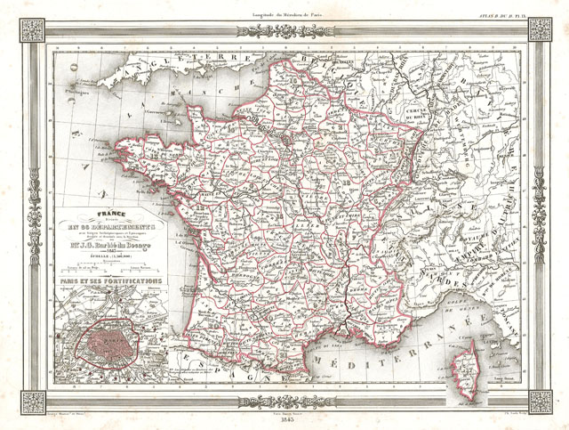 France divisée en 86 départements avec sièges Archiépiscopaux et Episcopaux.
