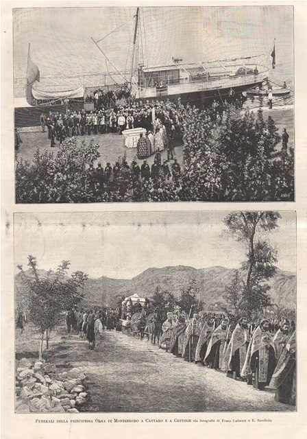 Funerali della principessa Olga di Montenegro a Cattaro e a …