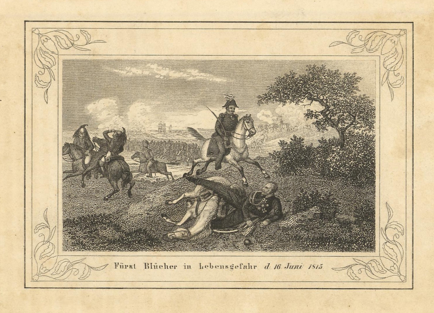 Furst Blucher in Lebensgefahr d. 16 Juni 1815