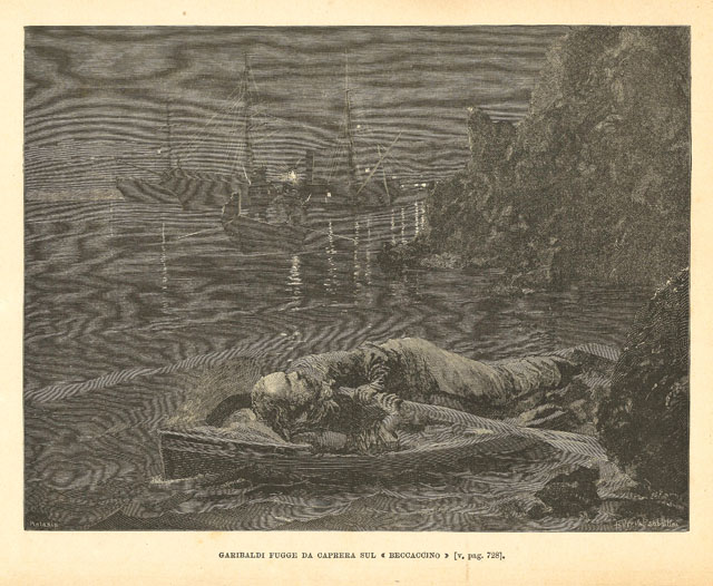 Garibaldi fugge da Caprera sul " beccaccino "