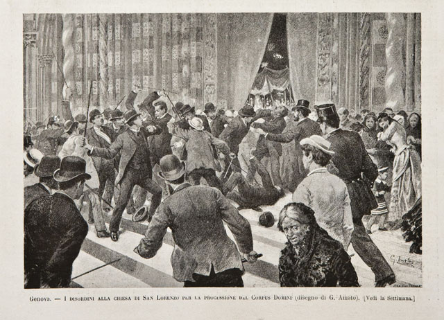 Genova / I disordini alla chiesa di San Lorenzo per …