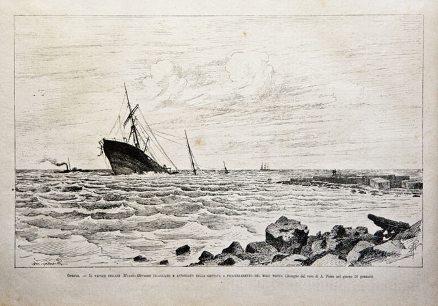 Genova / Il vapore inglese Mount-Herman incagliato e affondato sulla …