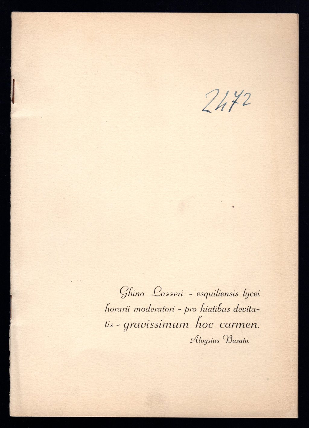 Ghino Lazzeri - esquiliensis lycei horarii moderatori - pro hiatibus …