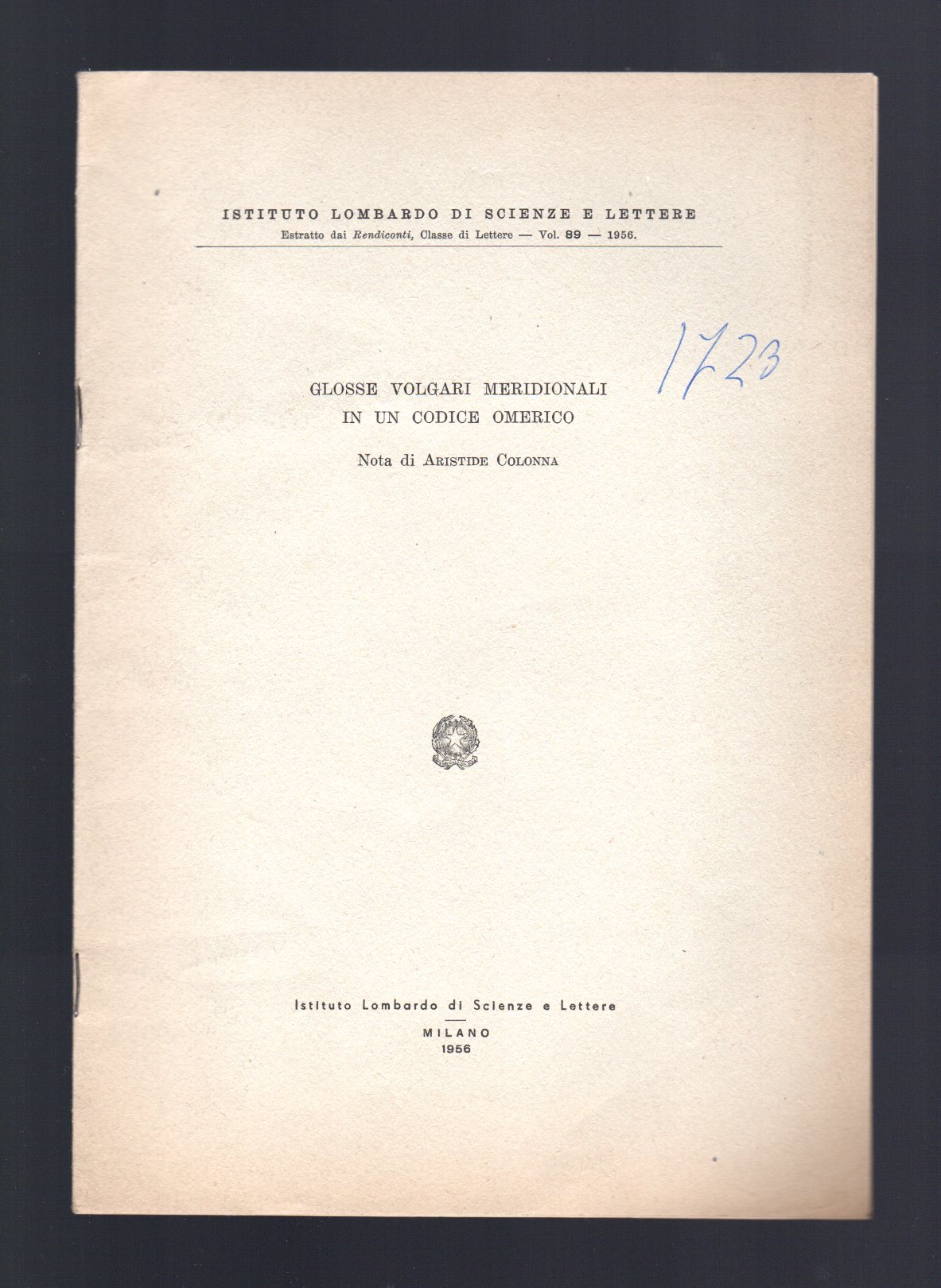 Glosse volgari meridionali in un codice omerico