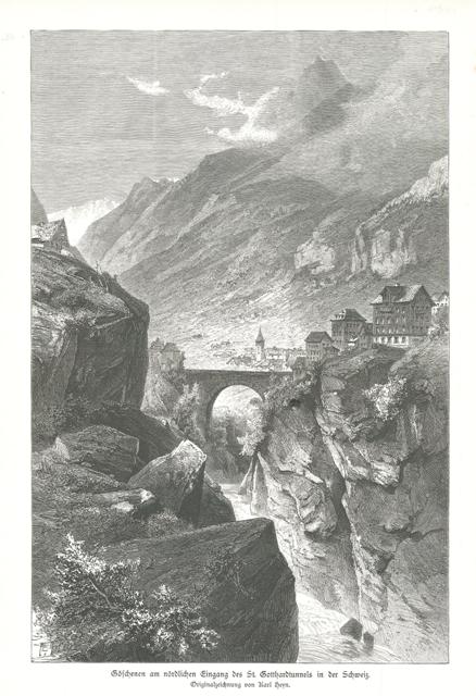 Goschenen am nordlichen Eingang des St. Gotthardtunnels in der Schweiz.