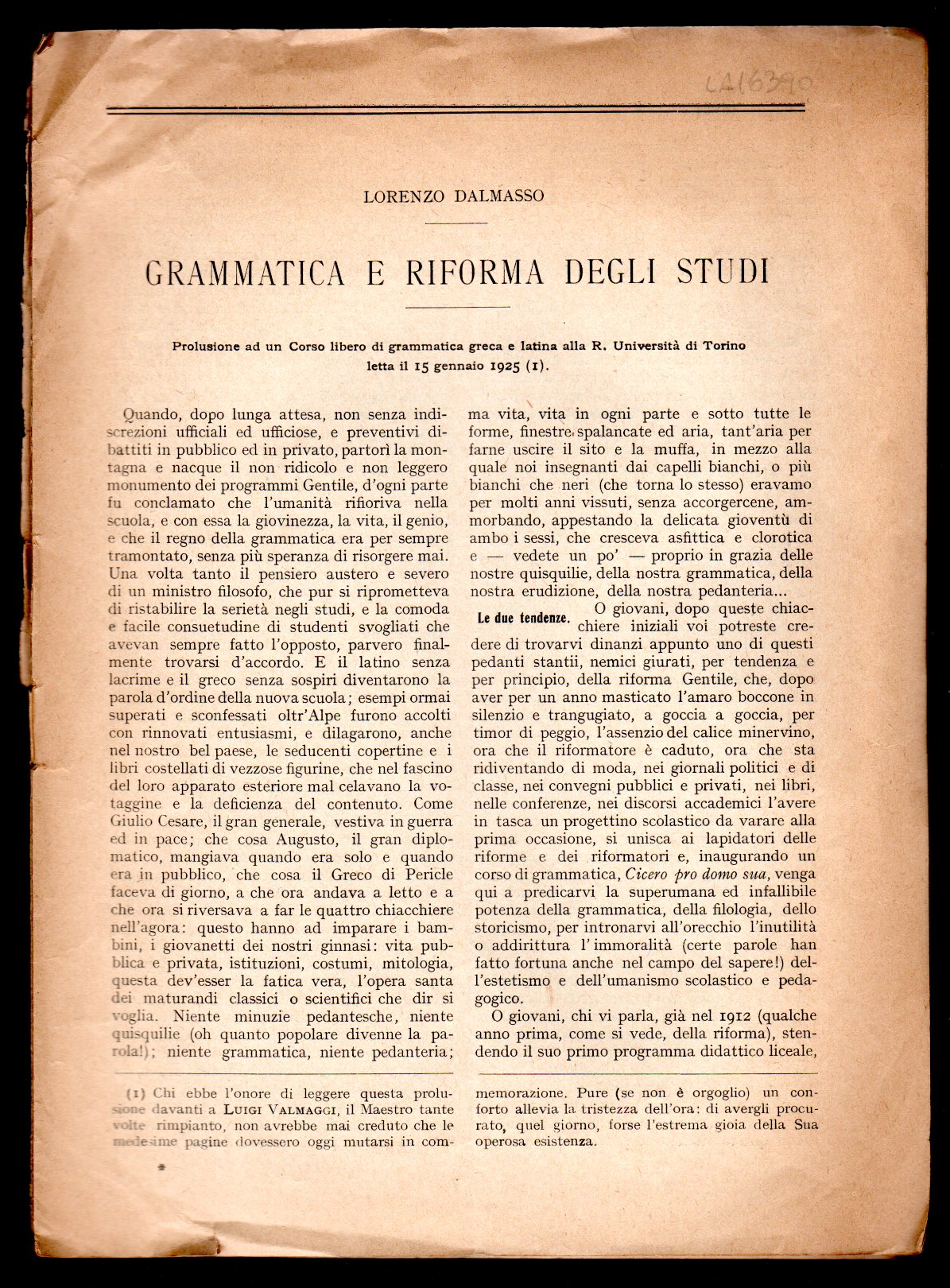 Grammatica e riforma degli studi