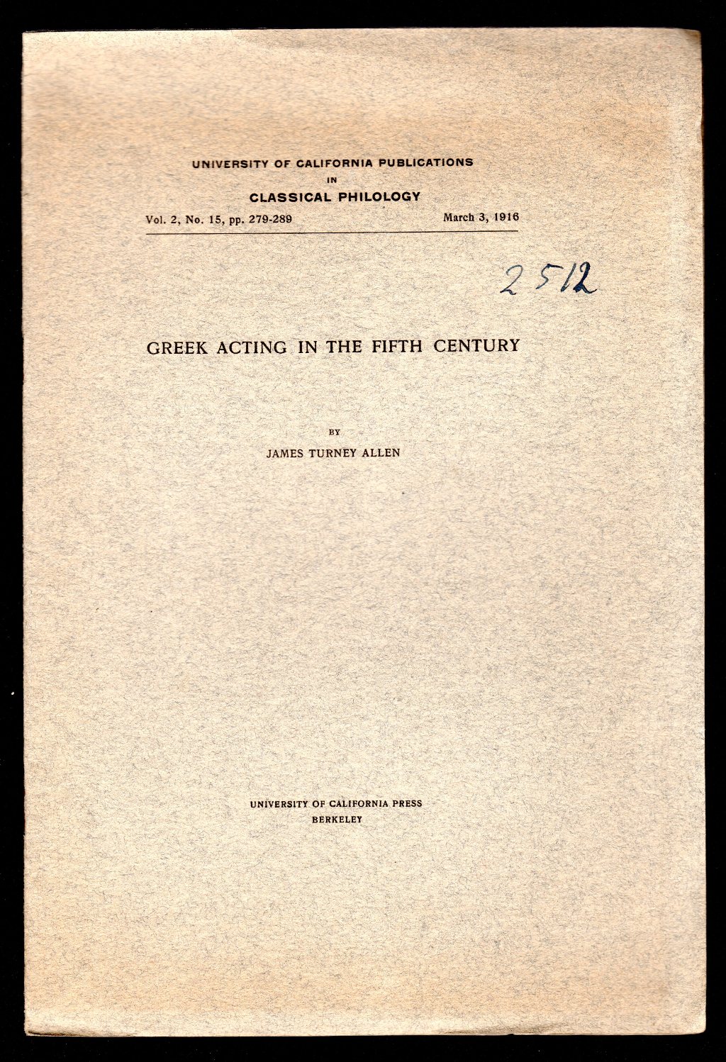 Greek acting in the fifth century